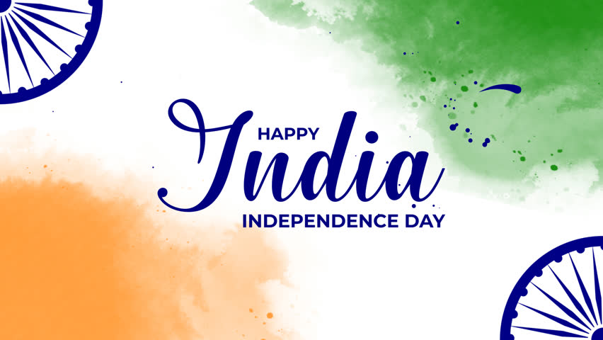 India independence day Animation Text. Animated Handwritten Alpha Channel. Suitable for greeting card celebrating India independence day. Happy India Independence day.