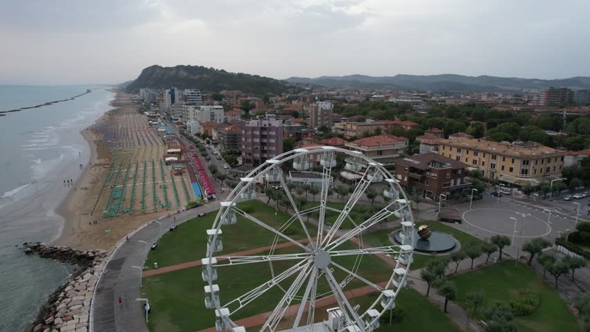 Pesaro, Italy - 25 July 2023 - Aerial view of Pesaro in Italy