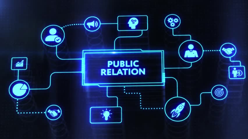 PR Public relation management. Business, Technology, Internet and network concept.