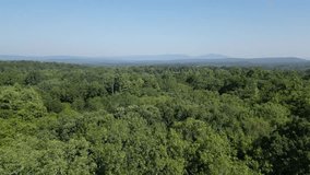 aerial view of catskills mountains in new york state (drone footage from above, landing, flying up down) 4k, 30fps (trees, hills, sky, clouds sunset, sunrise) nature, beauty, new paltz, slide mountain