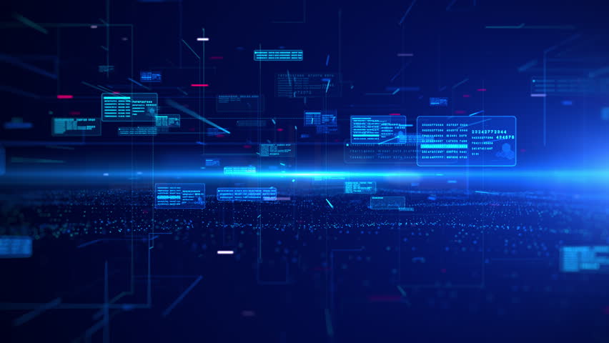 Network connections technology digital cyberspace and digital data concept. Transfer digital data high-speed internet, Future technology digital matrix on blue background. Royalty-Free Stock Footage #1107193985