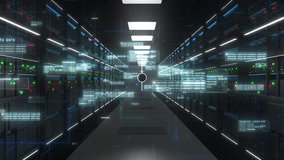 Forward dolly shot, Server cabinets for storage, Data servers in a data center server room, Cloud computing data storage concept, Futuristic digital data network connection technology - Powered by Shutterstock - Get 15% off with code: PIKWIZARD15