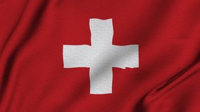 Stock video Animation of switzerland flag waving - textured 3d render with highly detailed fabric pattern - perfect for celebrating switzerland holidays