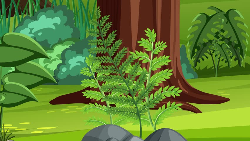 Biological education animation showcasing the life cycle of a fern plant with an underwater background. Royalty-Free Stock Footage #1107199487