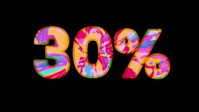 30 percent in text animation with abstract colorful