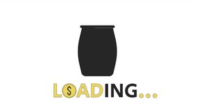 Saving coin jar line 2D loading animation. Money grow investment animated cartoon linear concept 4K video loading motion graphic. Monetary growth. Stack of coins in glassware download process gif