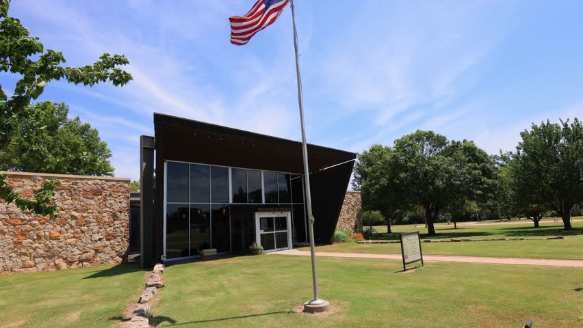 Oklahoma, AUG 3 2023 - Sunny exterior view of the Pioneer Woman Museum