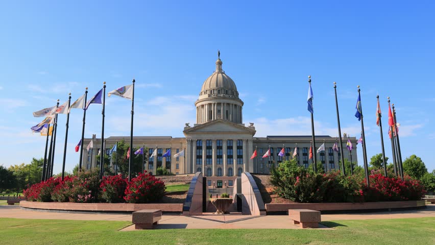 Sunny exterior view of the Oklahoma State Capitol at Oklahoma