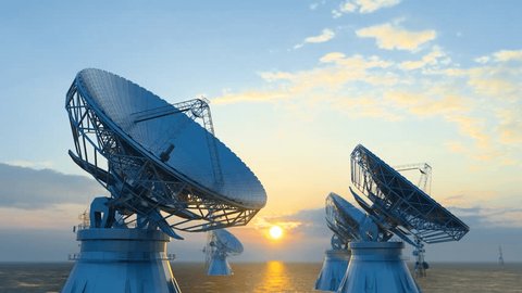 Стоковое видео: Cosmic Astronomy Radar Observations and Radio Telescopes