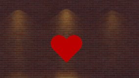 animation of a red heart on brick wall background green screen video