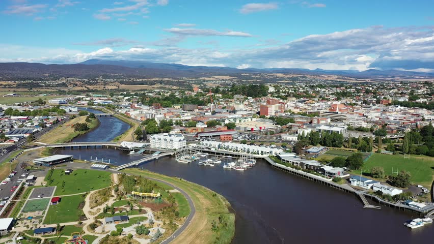 Tamar River and South Esk River, Launceston, Tasmania Aerial Drone 4K
