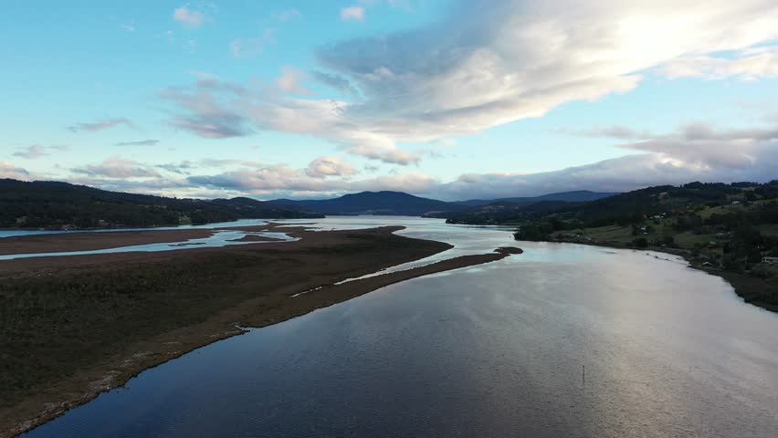 Franklin, Huon River and The Egg Islands, Tasmania, Australia Aerial Drone 4K