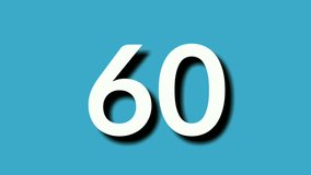 Countdown number 50 to 1 cartoon number motion graphics animation on blue background.video elements
