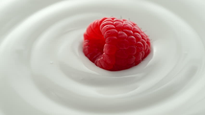 Raspberry Scooped with Silver Spoon from Creamy Thick Yogurt in Macro and Slow Motion Royalty-Free Stock Footage #1107248511