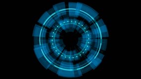 Animation video blue circle futuristic spinning around technology abstract transparent background 