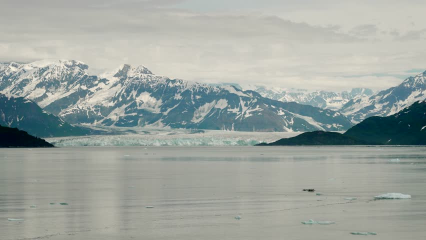Hubbard Glacier flowing into Disenchantment Bay in Alaska - ice floating in the water