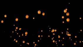 4K beautiful sky Lanterns flying in night sky new year, event, Christmas, Festival. Traditional design elements for Chinese New Year or Mid Autumn Festival. Diwali celebration. 3D Illustration - Powered by Shutterstock - Get 15% off with code: PIKWIZARD15