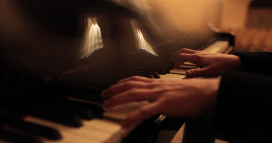 Male hands playing the piano. Professional piano playing close-up. Royalty-Free Stock Footage #1107258589