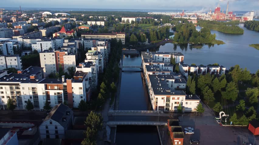 Aerial view over the city of Oulu in Finland