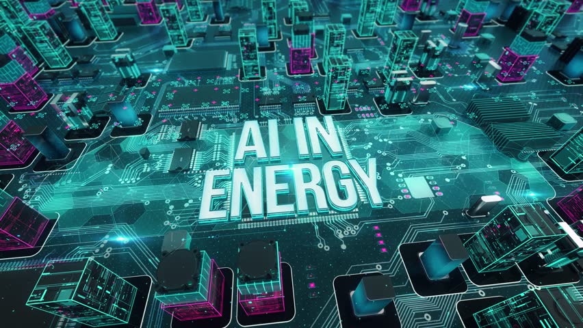 AI in Energy with digital technology hitech concept. 3D Illustration