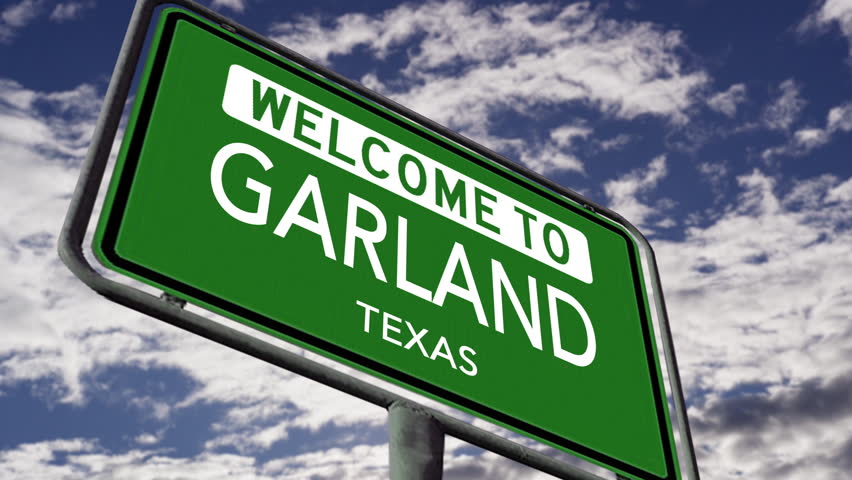 Welcome to Garland, Texas. USA City Road Sign Close Up, Realistic 3d Animation Royalty-Free Stock Footage #1107262185