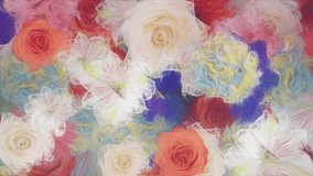 Abstract floral motion background animation in the style of a watercolor painting. Flowers include alstroemeria, carnation, chrysanthemum, daisy, gerbera, gladiola, hydrangea and rose.  - Powered by Shutterstock - Get 15% off with code: PIKWIZARD15