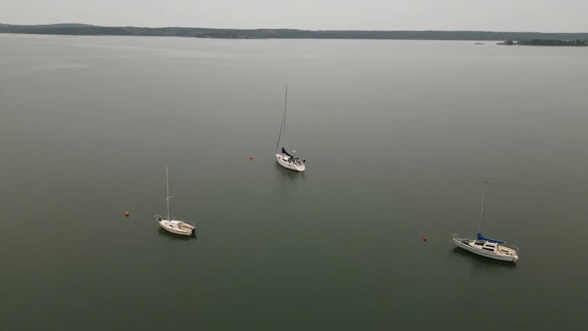 Sail Boats in Back Bay on the Great Slave Lake, Yellowknife, Northwest Territories, Canada