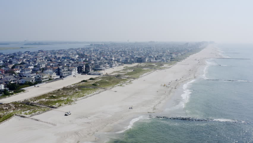 Waves crash along the shoreline of Long Beach Long Island