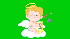 Happy Cupid Happy Valentine's day Green Screen, baby angel 3D Rendering Animation, 4k video