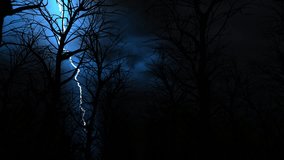 Lightning Strikes During A Super Thunderstorm In The Forest. Realistic 3D Animation. Seamless looped. 3840x2160. - Powered by Shutterstock - Get 15% off with code: PIKWIZARD15