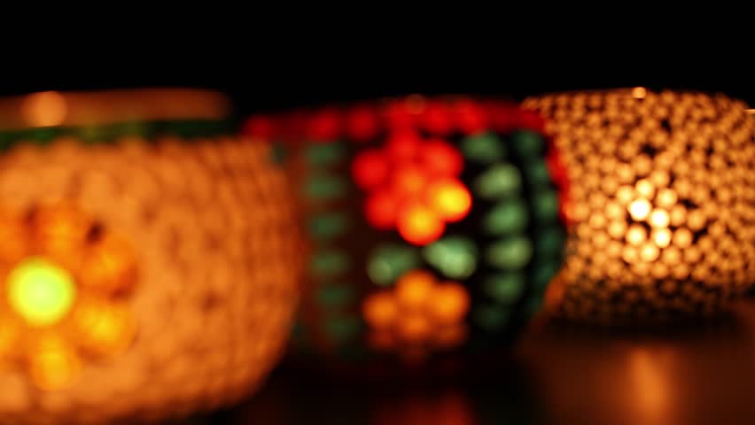 Diwali celebration Indian festival of lights Diya oil lamp lantern. Colors Rangoli decoration colorful flowers flowerbed copy space. Greetings Deepavali Hindu festival North India Mumbai Delhi India. Royalty-Free Stock Footage #1107278391