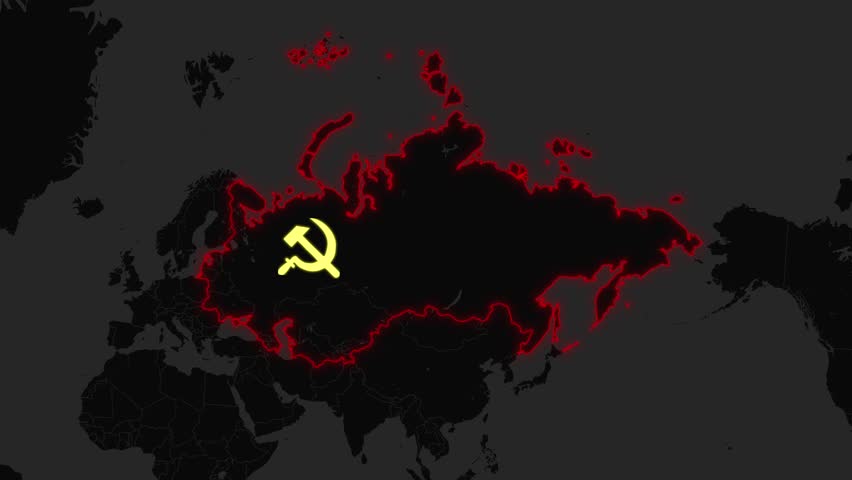 Former Soviet Union Map, Geography of the Soviet Union Glow In the dark map Royalty-Free Stock Footage #1107280095