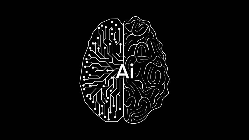 illustration of physics and Technology, Artificial intelligence is intelligence demonstrated by machines, artificial intelligence systems are powered by machine learning, AI's brain Royalty-Free Stock Footage #1107288645