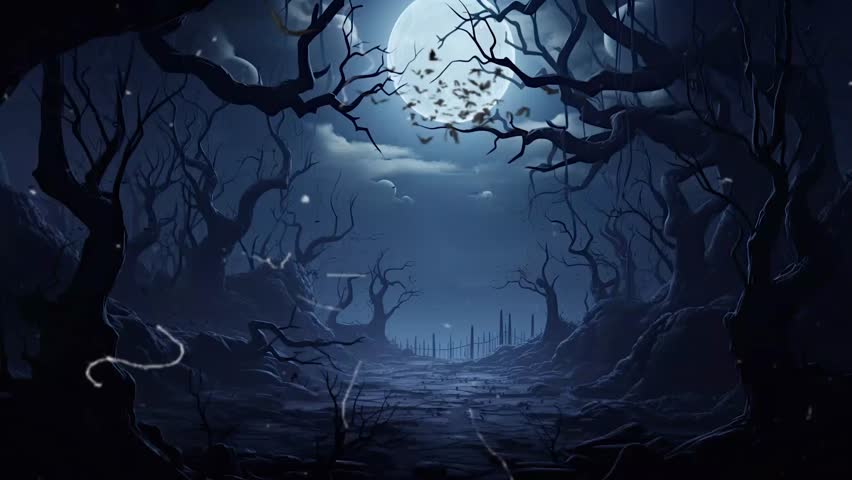 halloween night decorative with bat and moon background. seamless looping time-lapse virtual video animation background. Royalty-Free Stock Footage #1107291857