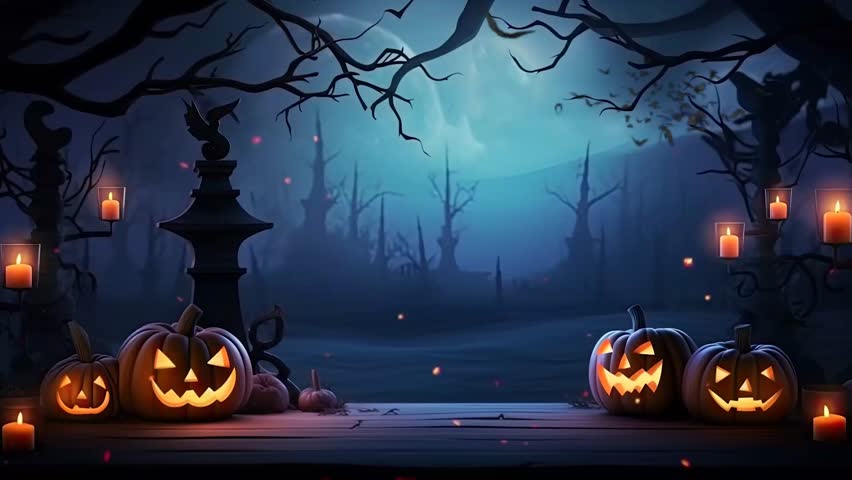 halloween night decorative with bat and moon background. seamless looping time-lapse virtual video animation background. Royalty-Free Stock Footage #1107291865