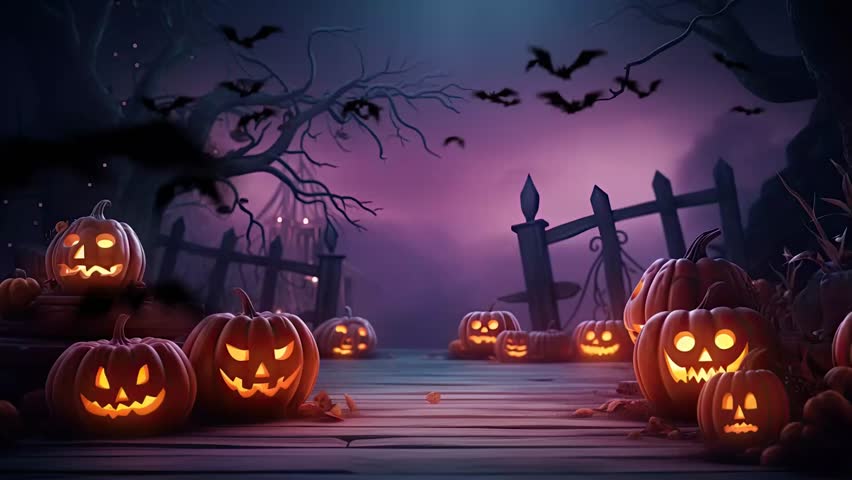 halloween night decorative with bat and moon background. seamless looping time-lapse virtual video animation background. Royalty-Free Stock Footage #1107291879