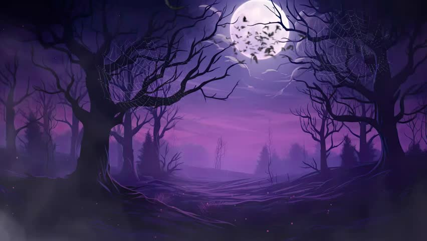 Halloween night decorative with bat and moon background. seamless looping time-lapse virtual video animation background. | Shutterstock HD Video #1107291887