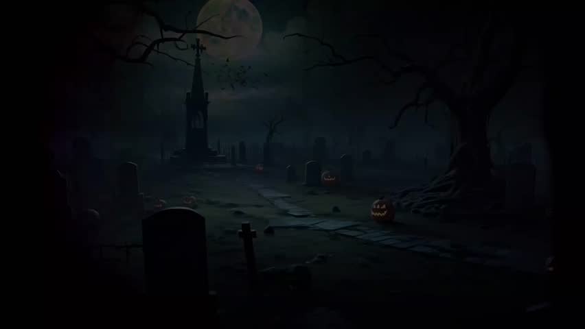 halloween night decorative with bat and moon background. seamless looping time-lapse virtual video animation background. Royalty-Free Stock Footage #1107291889
