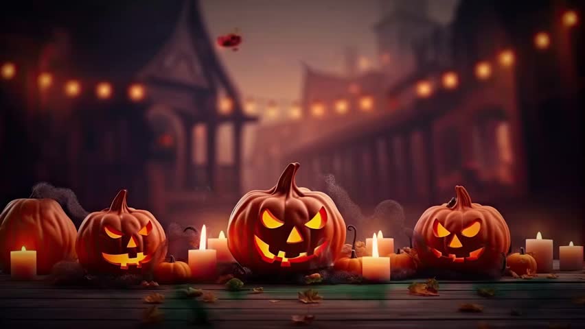 halloween night decorative with bat and moon background. seamless looping time-lapse virtual video animation background. Royalty-Free Stock Footage #1107291891