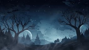halloween night decorative with bat and moon background. seamless looping time-lapse virtual video animation background. - Powered by Shutterstock - Get 15% off with code: PIKWIZARD15