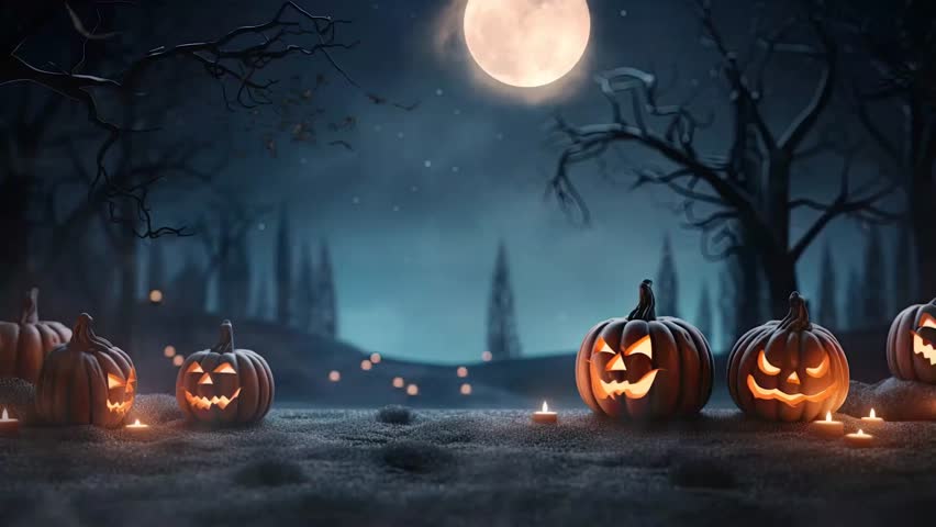 halloween night decorative with bat and moon background. seamless looping time-lapse virtual video animation background. Royalty-Free Stock Footage #1107291937