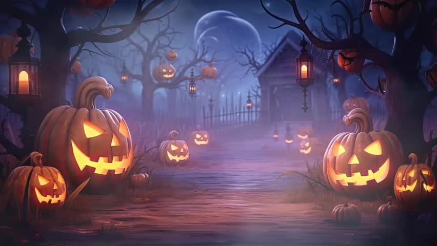 halloween night decorative with bat and moon background. seamless looping time-lapse virtual video animation background. Royalty-Free Stock Footage #1107291947
