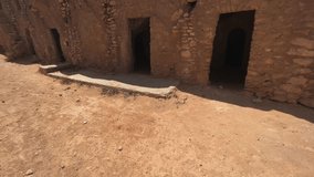 Remains of Ksar Hadada village in Tunisia, tilt up