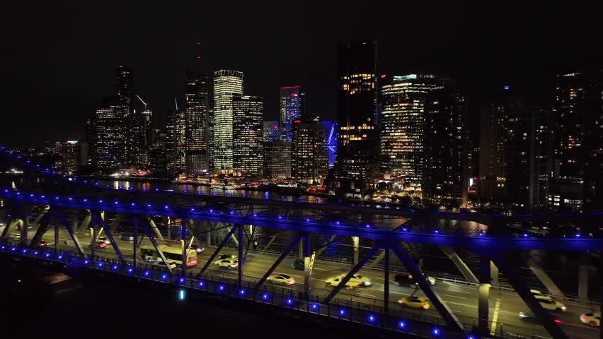 Pull away drone shot of Brisbane City