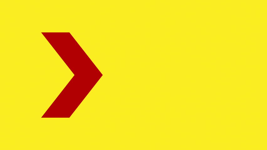 A simple animation of an arrow pointer, flashing forward and backwards (right, left). Three variants; choose your favourite, cut it and loop it. Red shape over a yellow background. Royalty-Free Stock Footage #1107306247