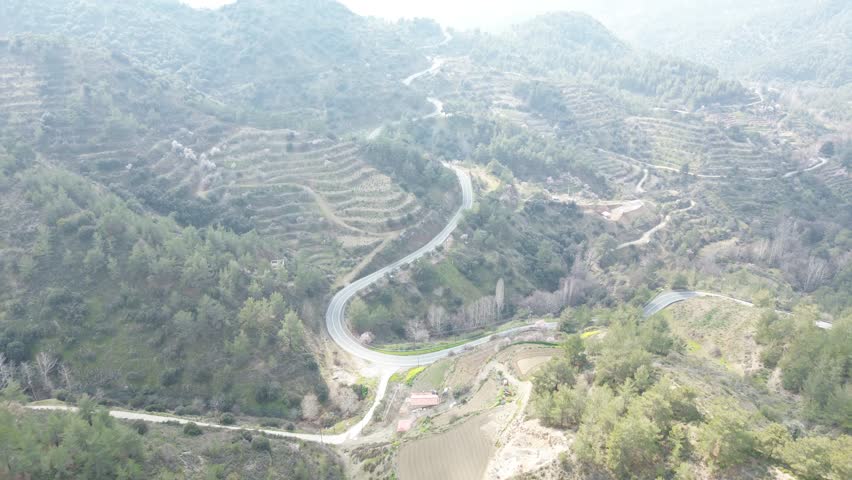 Views of the hills in the district of Kato Milos, Cyprus. Spring mountain landscapes.