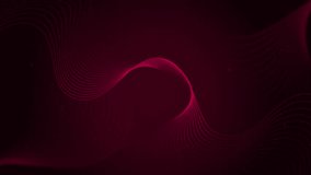 Artificial intelligence technology geometric lines silk waves Glow crimson red digital landscape with cube particle. Crypto currency, big data, block chain and digital technology concept. 3D Rendering