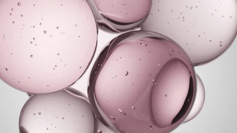 Cosmetics pink serum liquid bubbles 3d abstract background. Cosmetic moisturizer essence gel. Collagen fluid bubble molecule. Moisturizing cream or oil for personal health care and beauty skin concept 库存视频