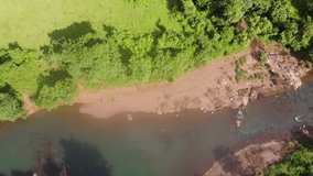 Aerial footage of a stream flowing