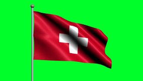 Flag of Switzerland country. 3D waving animated flag.